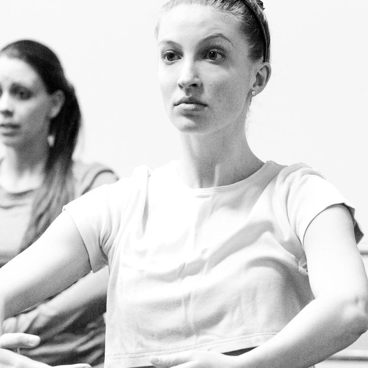 Beginner Adult Dancers listening to the teachers instructions in class