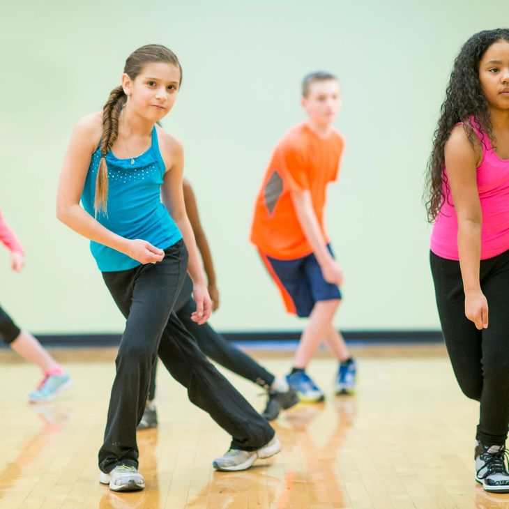 Teenage dancers during a jazz class at their All That Jazz birthday party