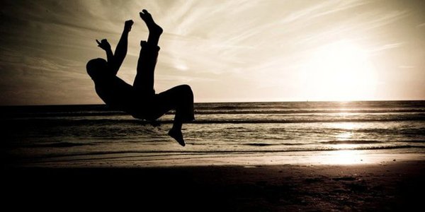 A man jumping with his increased self-esteem. 