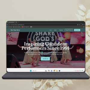 An organized dance studio homepage that presents the studios values to visitors.